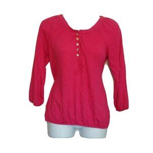 Ann Taylor Loft Womens Top Shirt Petite Pink‎ Casual Bling Button Up XXSP Tee